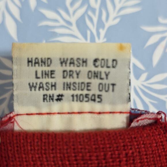 VTG Women Sz M Red Sweater 80s 90s Floral Beads Embroidered Wool Blend Crew Neck - Picture 10 of 11